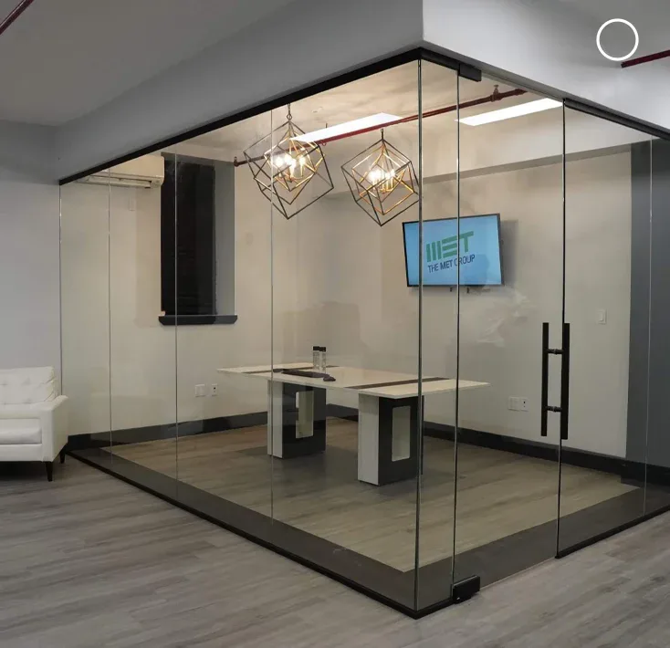 High-quality glass office partition for modern commercial spaces.