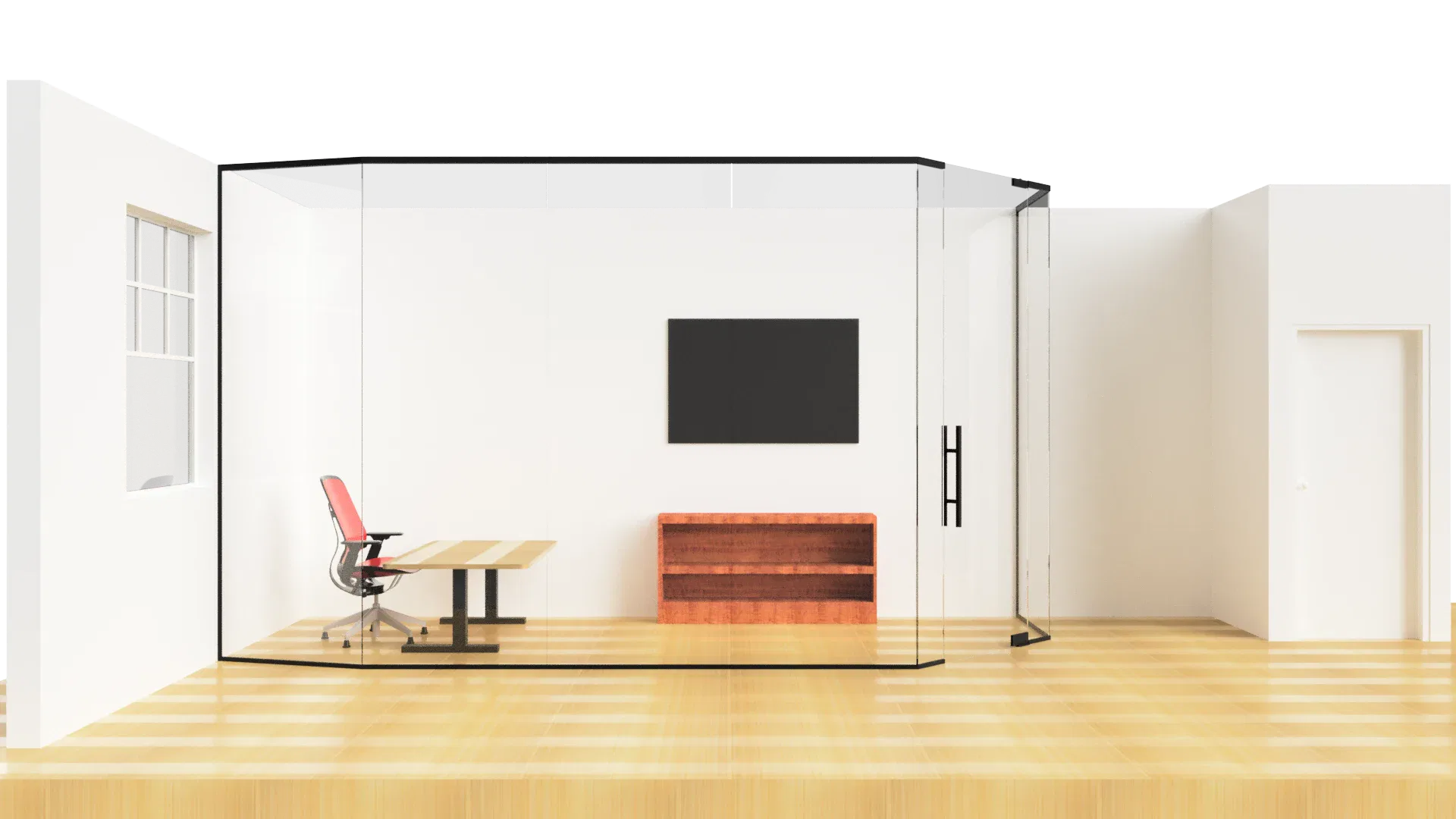 High-quality glass office partition for modern workspace separation and privacy.