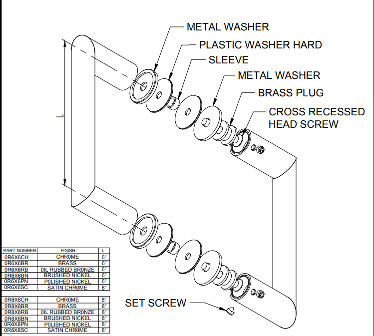 High-quality glass mirror hardware components.