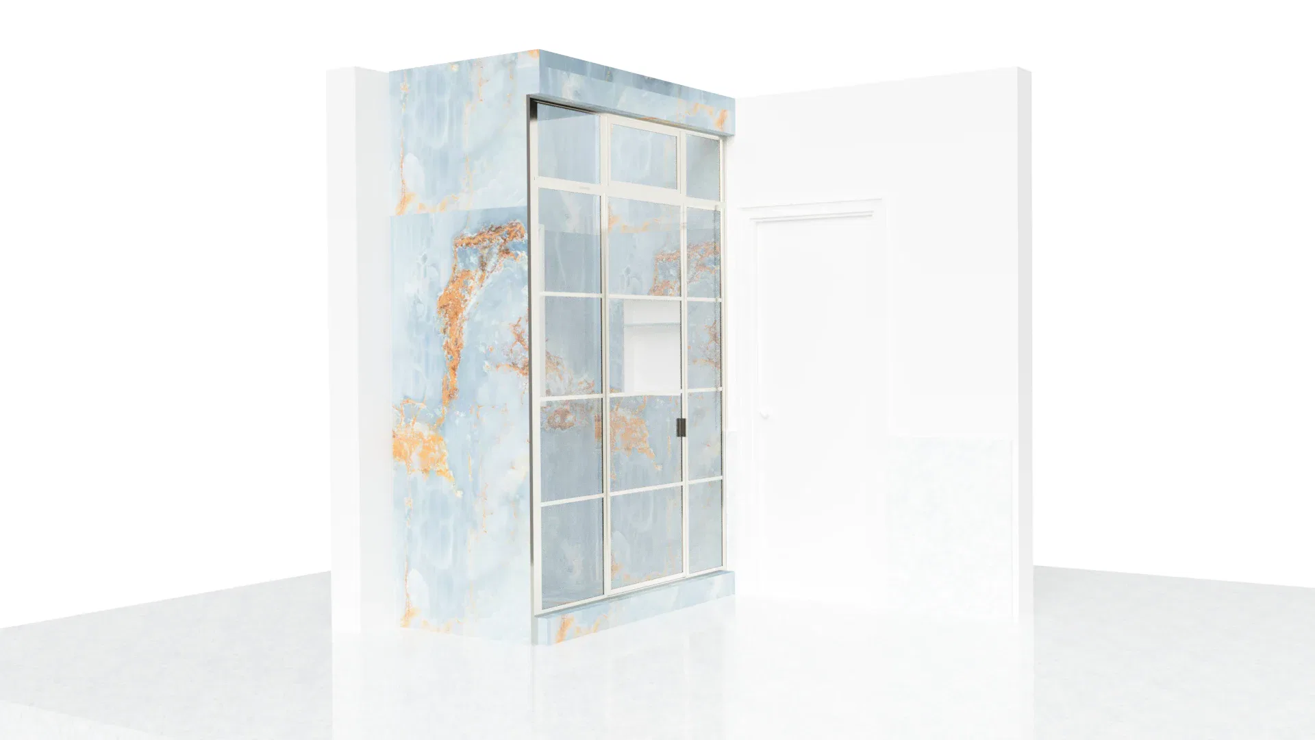 Elegant glass door with sleek frame for stylish interiors.