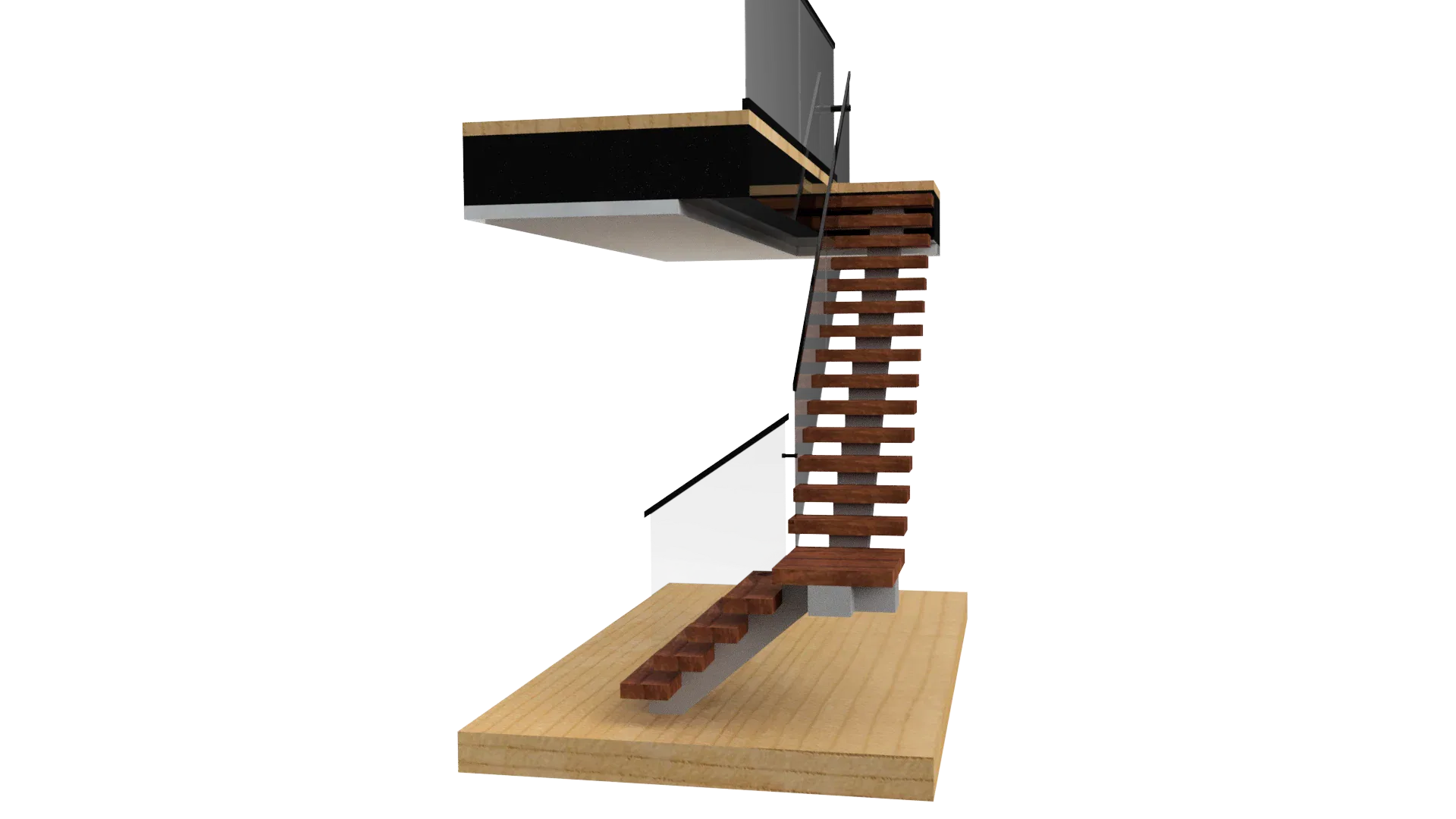 Elegant glass and wood staircase for stylish home interiors.