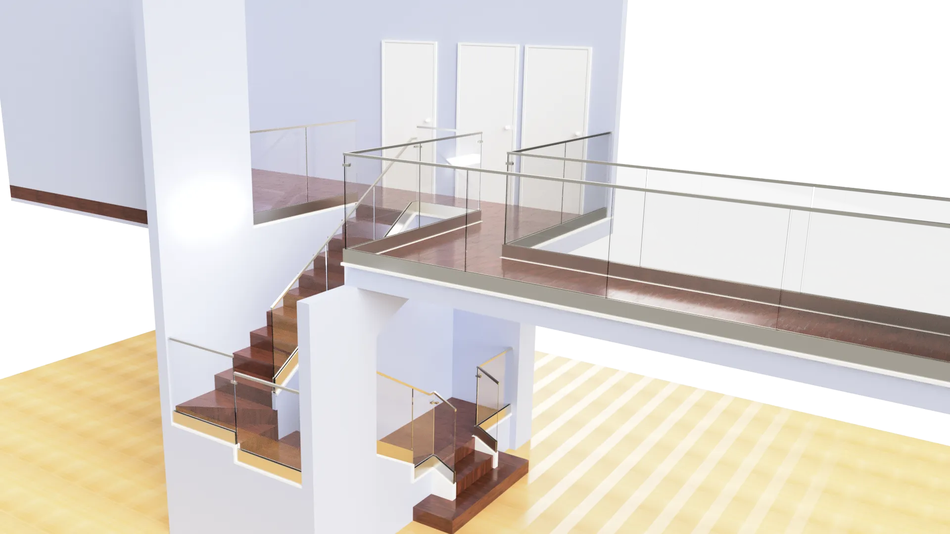 Elegant glass railing for stairs and balconies, modern design for homes and businesses.