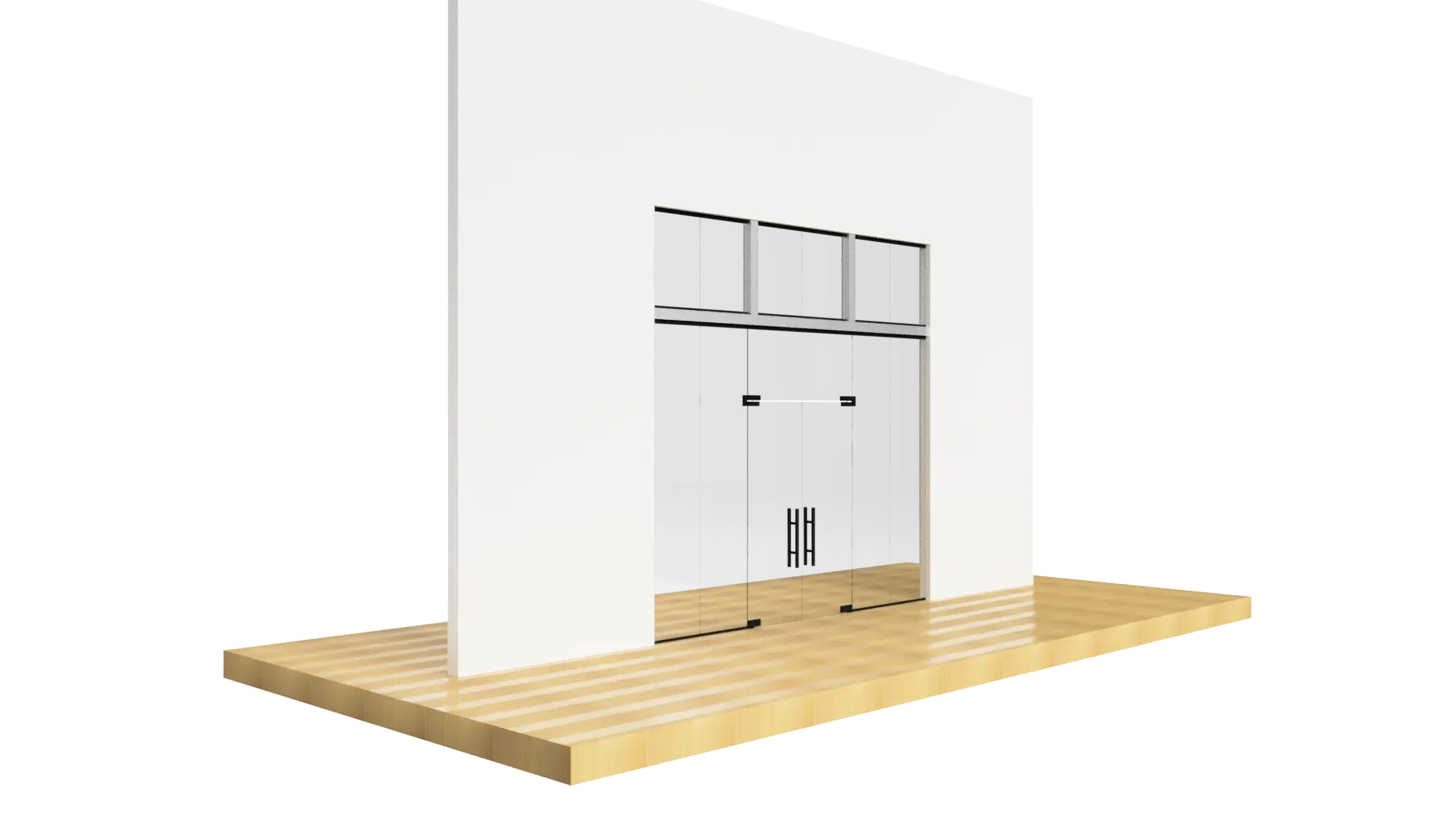 Glass door with sleek black mirror surface, perfect for contemporary home or office design.