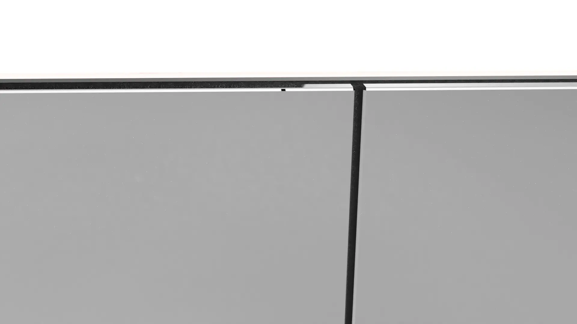 Elegant glass and mirror installation with sleek black framing.