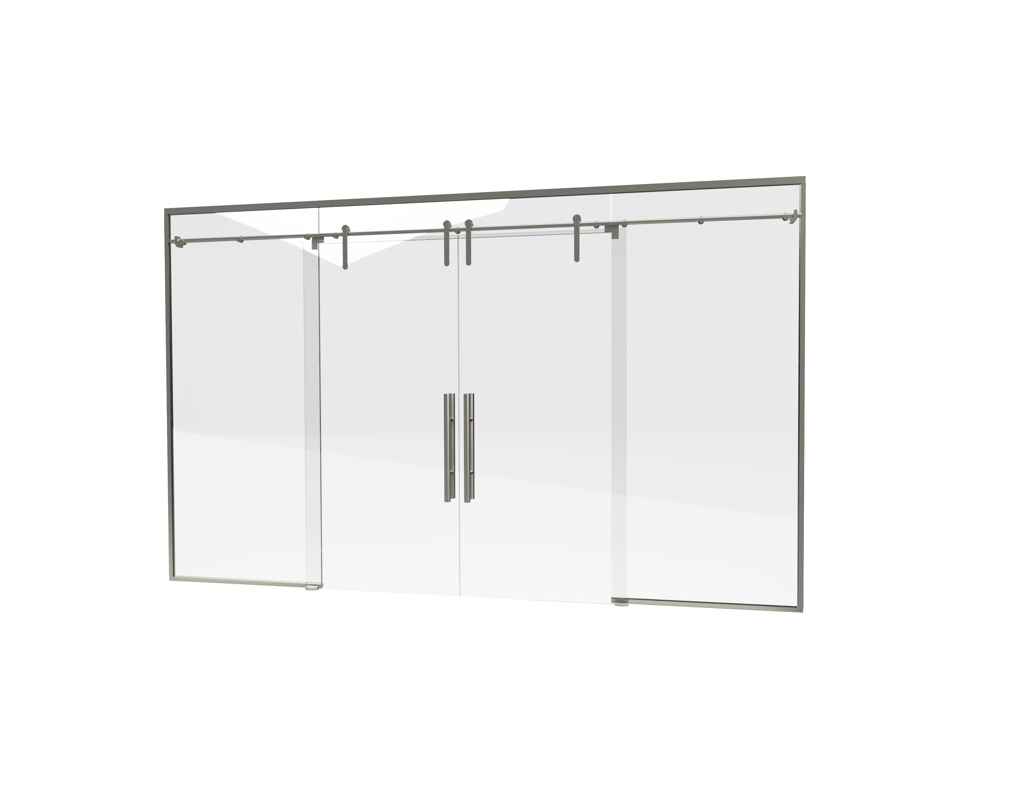 High-quality stainless steel glass mirror cabinet with double doors and hanging bar.