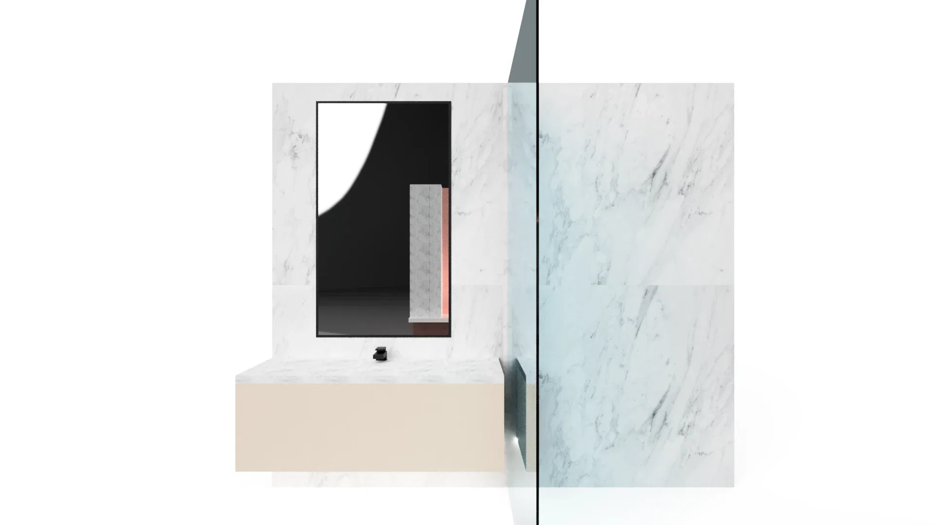 Elegant marble wall mirror for interior decor.