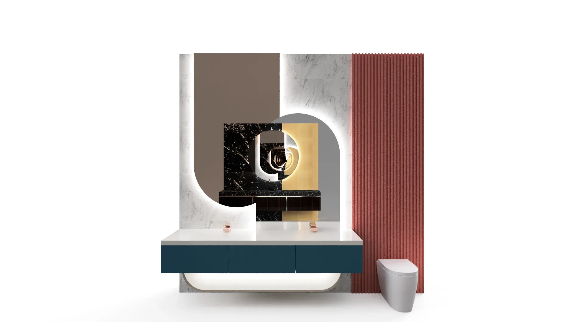 Stylish bathroom mirror with integrated LED lighting, glass surface, and contemporary design.