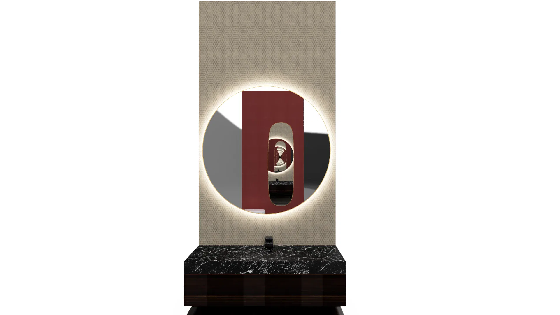 Backlit LED mirror with stylish oval shape, enhancing bathroom and vanity spaces beautifully.
