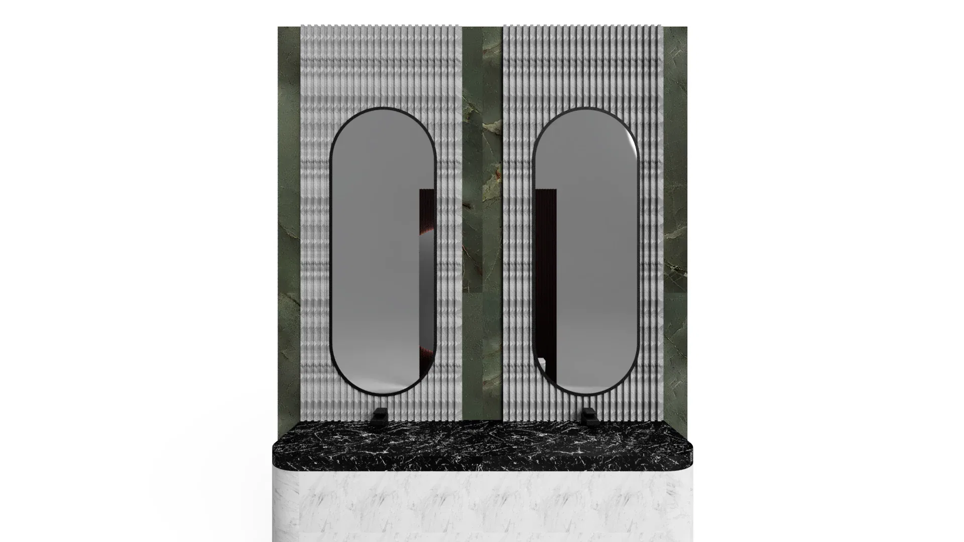 High-quality glass and mirror installation with marble accents for sophisticated interiors.