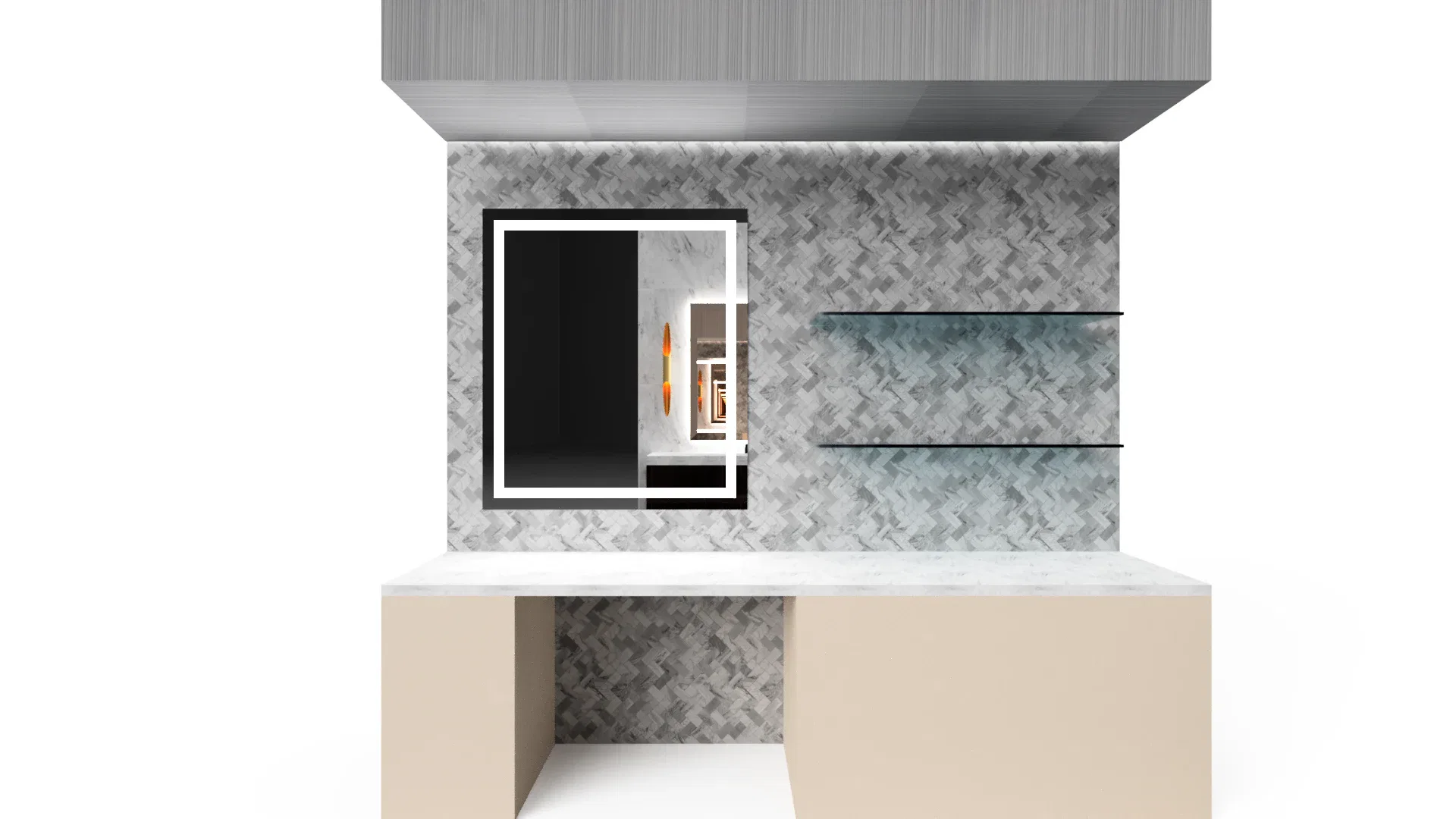 High-quality glass and mirror design for modern interiors with stylish shelving.
