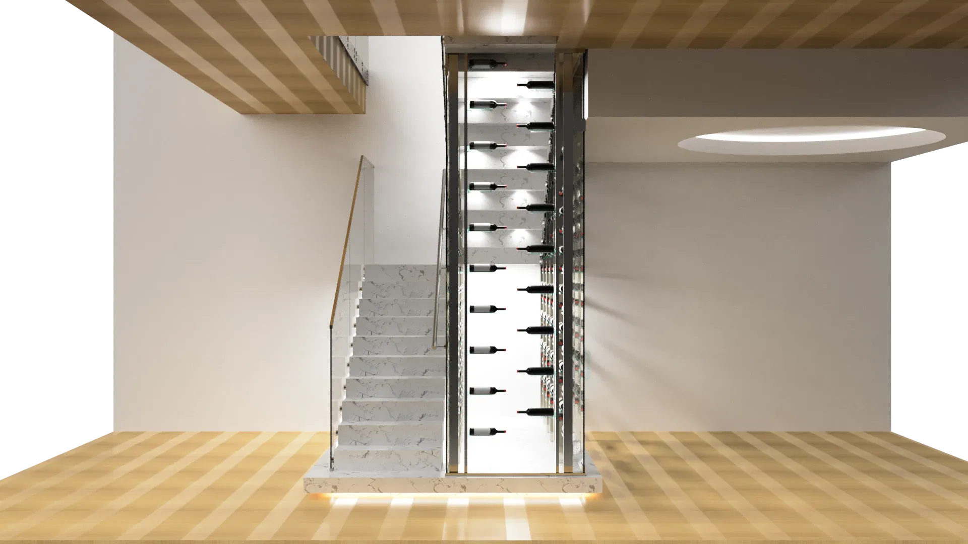 High-quality glass wine rack for stylish home or commercial use, showcasing bottles with modern design.