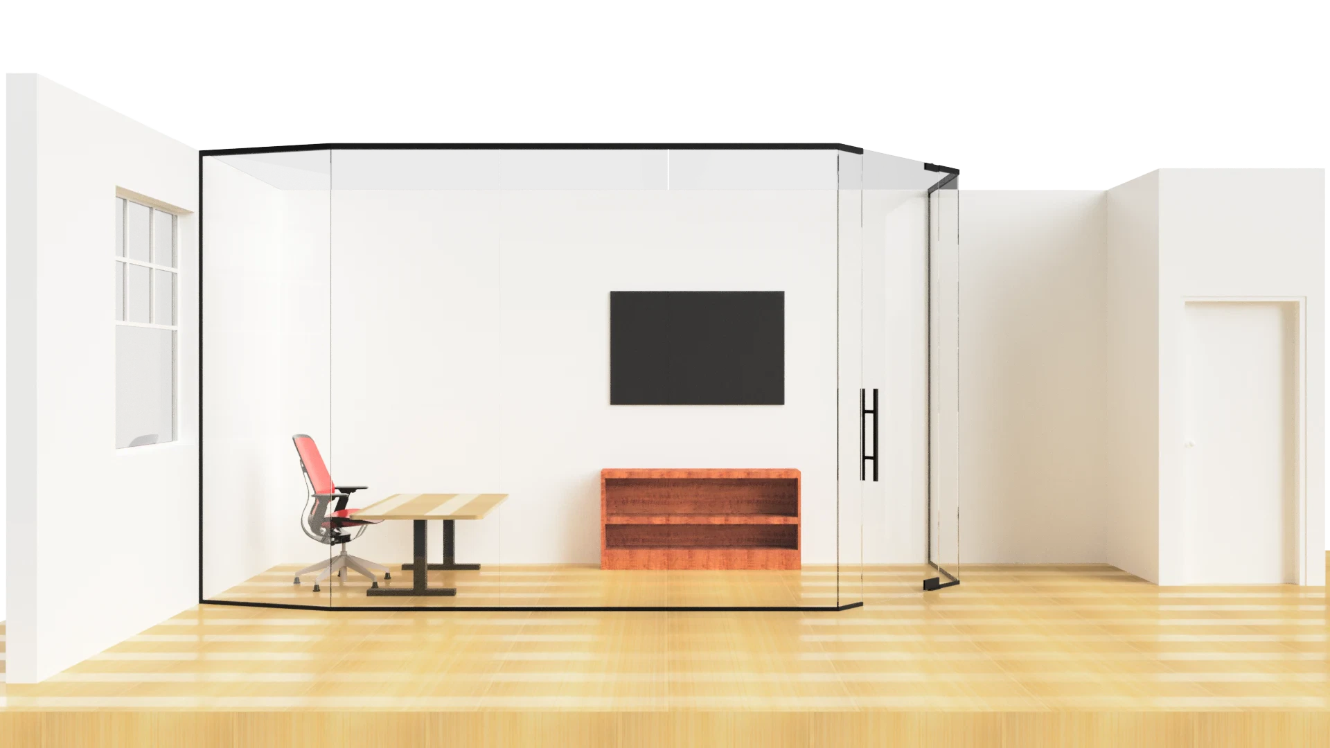 High-quality glass office partition for modern workspace separation and privacy.