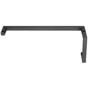 Sturdy black metal handlebar for glass doors and mirrors.