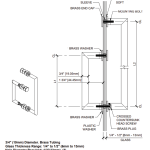High-quality mirror mounting diagram with detailed measurements and hardware info.