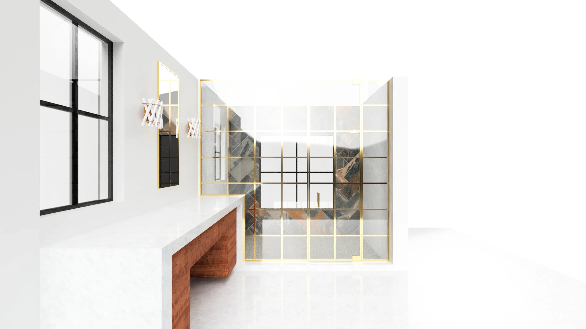 Modern glass and mirror design showcasing sleek craftsmanship and decorative accents.