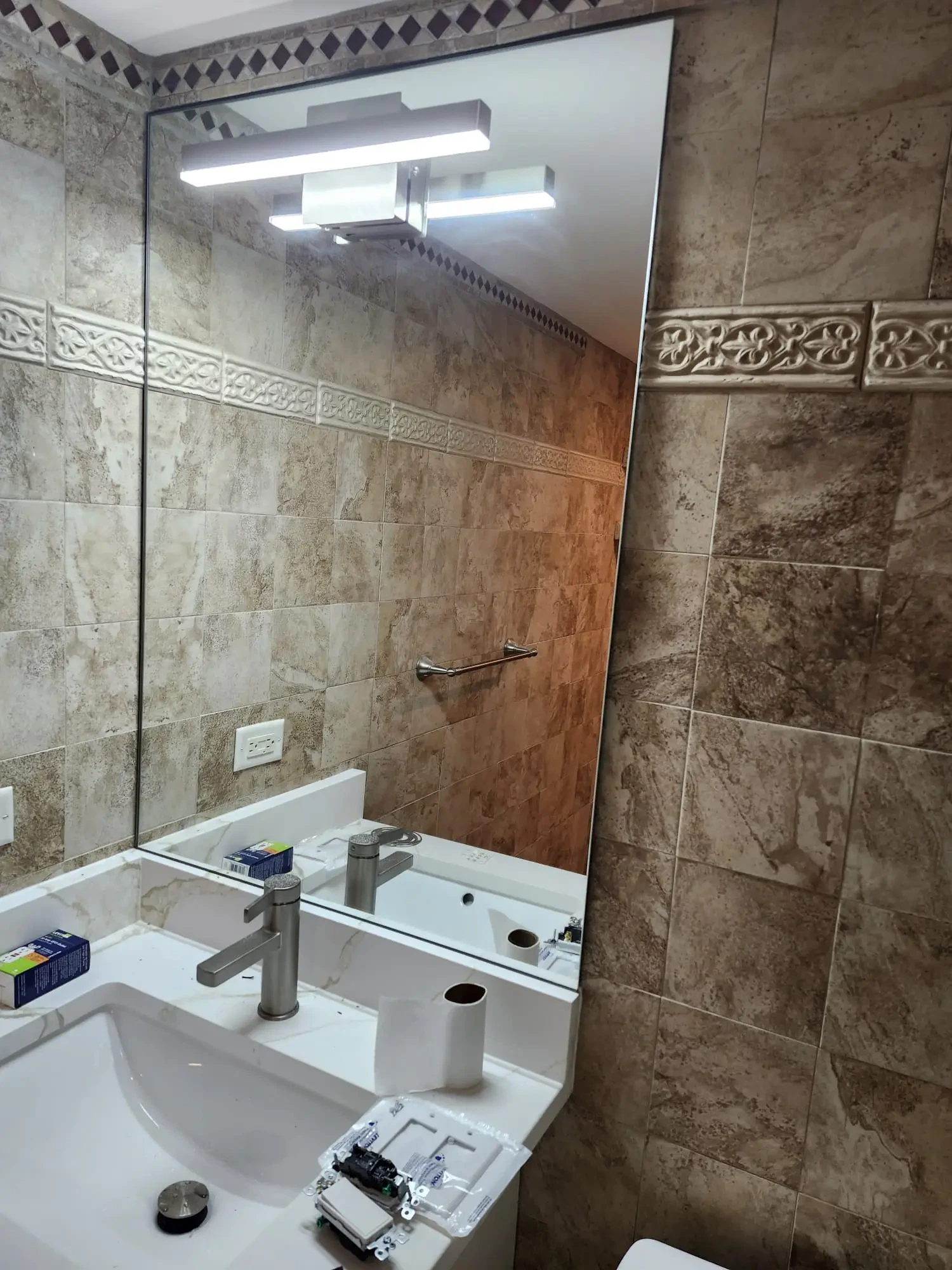 High-quality wall mirror for bathrooms with modern lighting.
