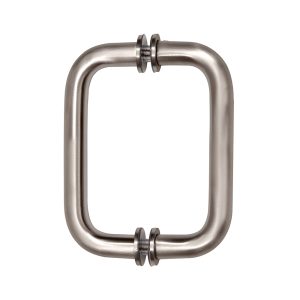 Stainless steel glass door handle for commercial and residential use. Durable and elegant design for stylish spaces.