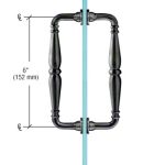High-quality glass door handle with black accents, 6 inches long for smooth operation.
