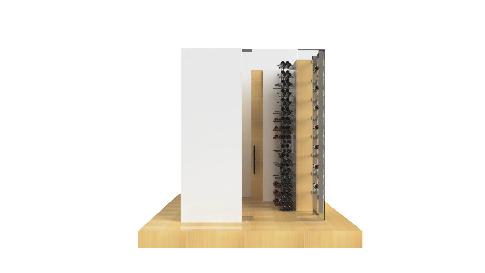High-quality glass and mirror wine rack for stylish home or commercial space.