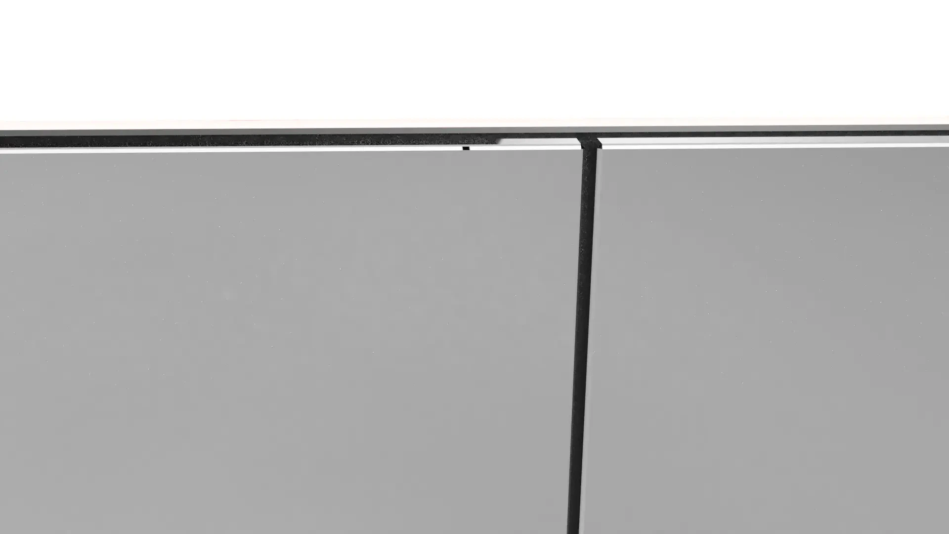 Elegant glass and mirror installation with sleek black framing.