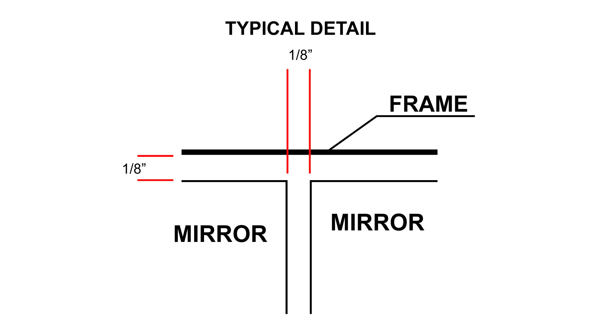High-quality mirror frame with precise 1/8-inch thickness detail.