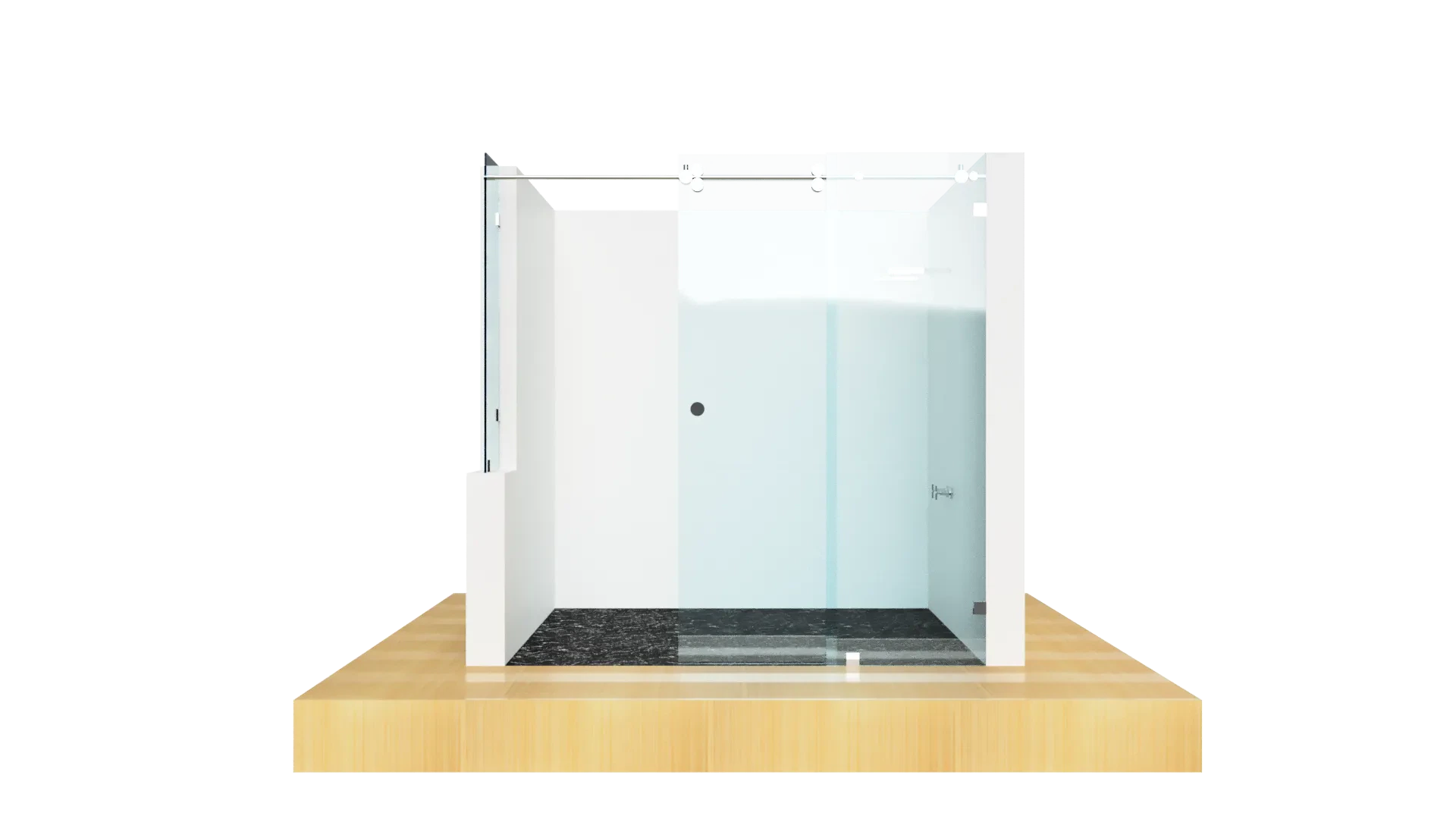 Modern glass shower enclosure with clear tempered glass and sliding doors, customizable for bathroom upgrades.