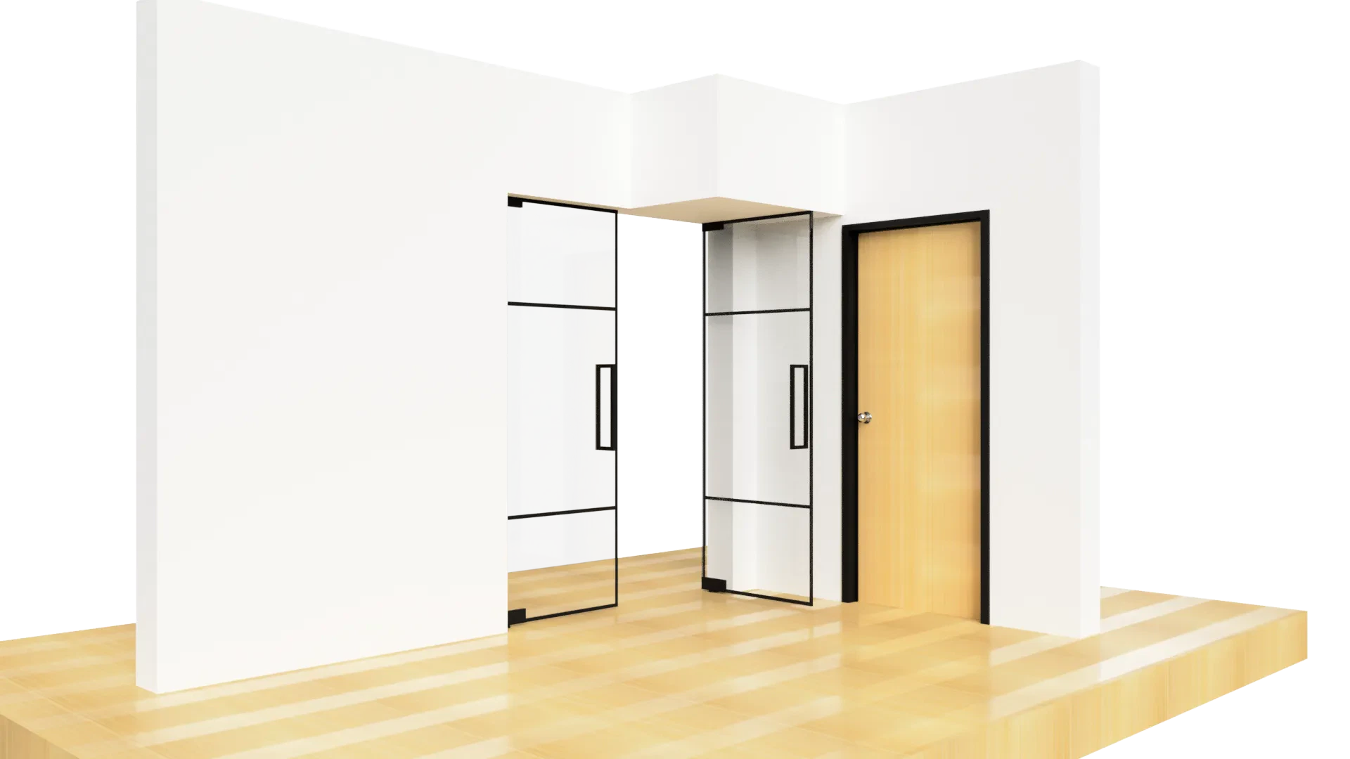 Elegant glass and mirror wardrobe with wooden accents for stylish storage solutions.