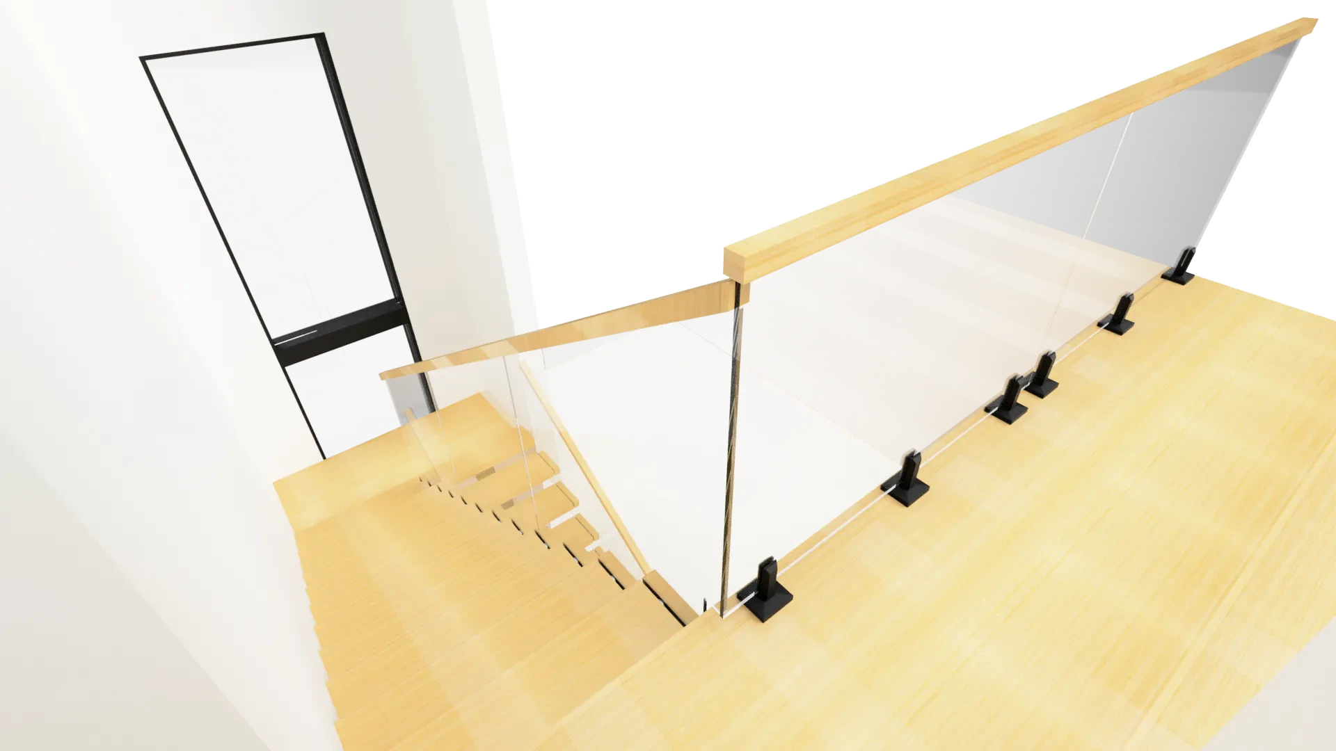 High-quality glass railing for stairs and balconies, enhancing safety and modern design.