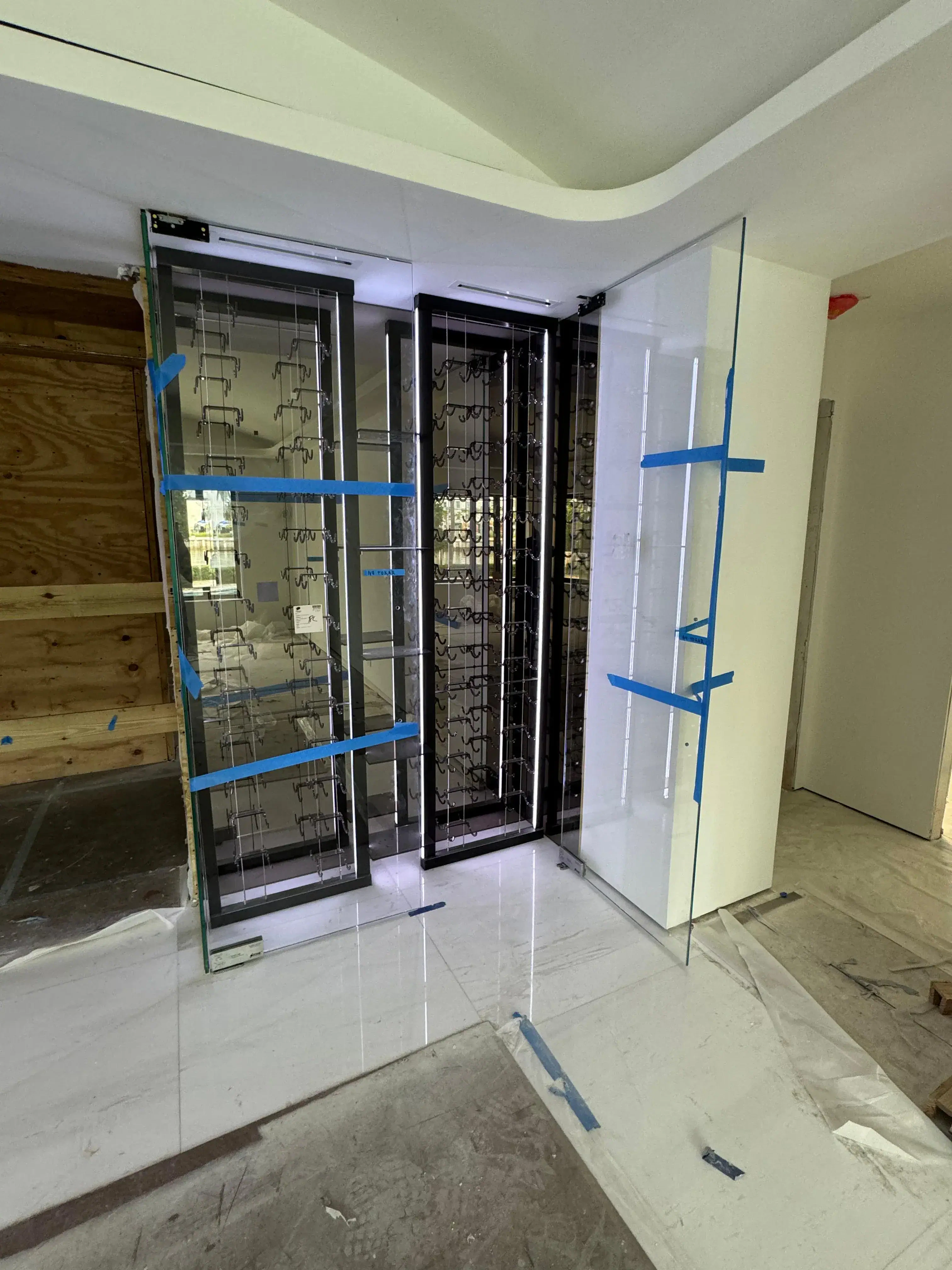 High-quality glass wine storage and display for elegant home or restaurant use.