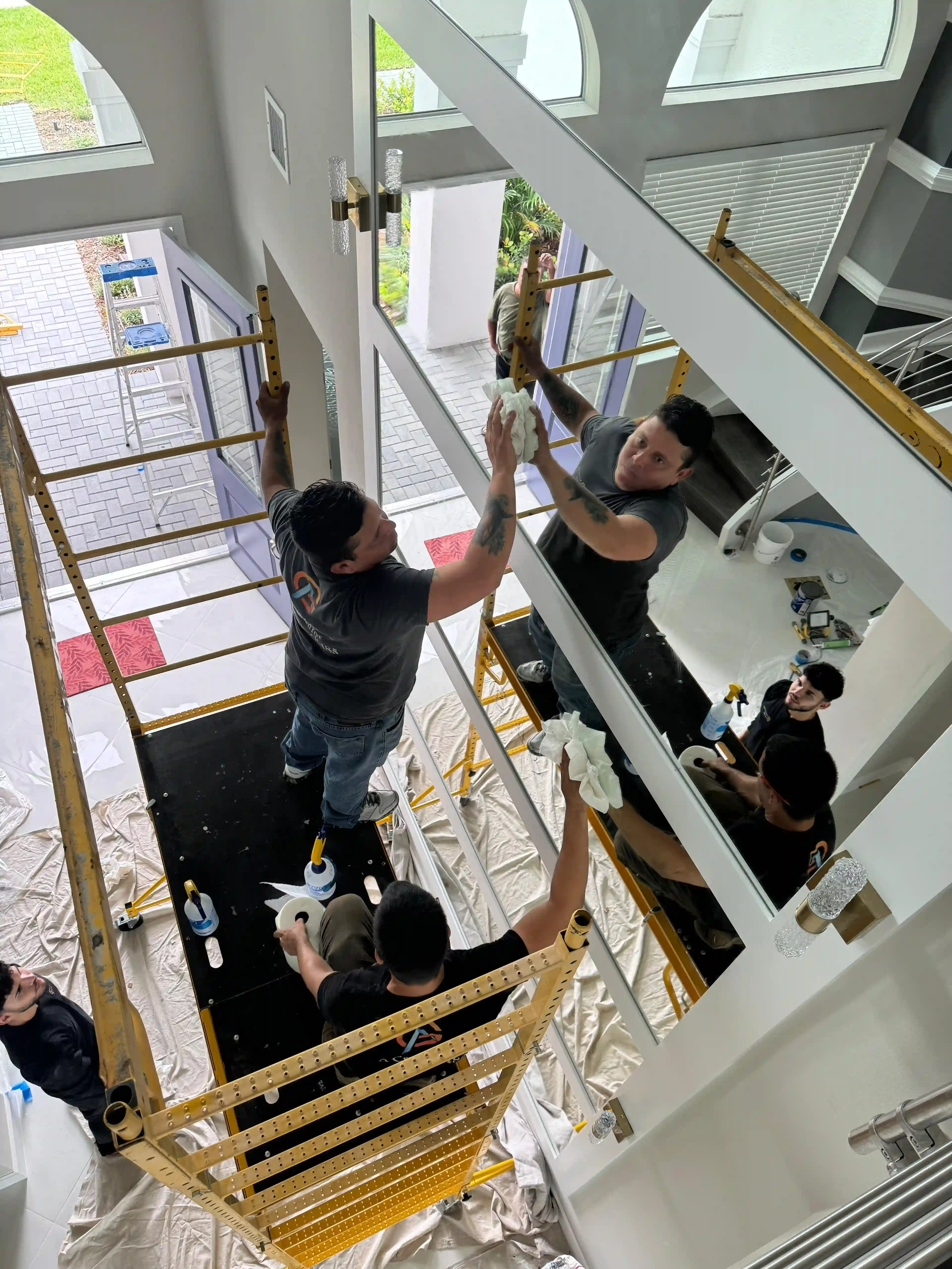 High-quality glass and mirror installation creating a stylish, reflective home decor setting.
