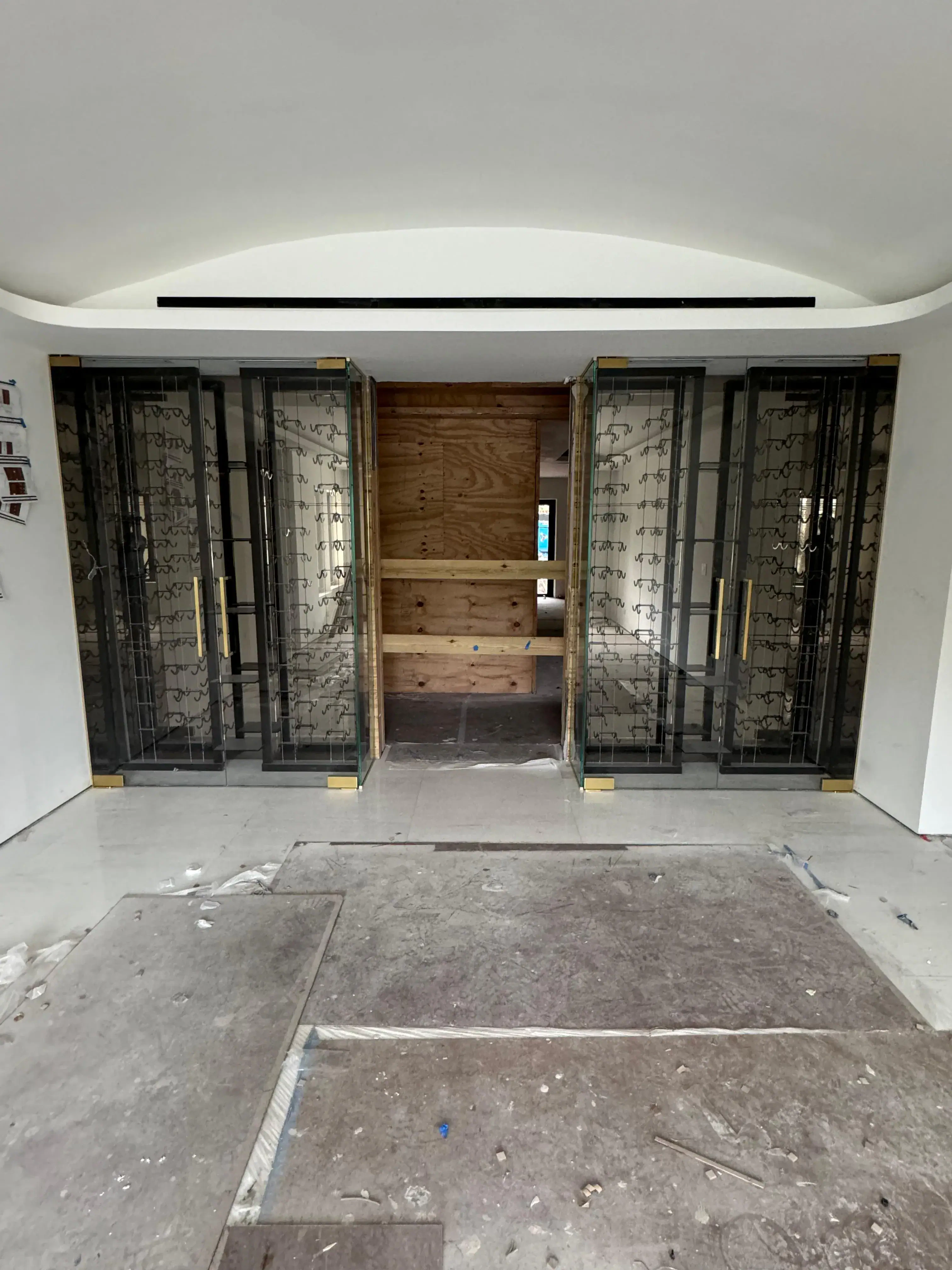 High-quality crystal glass and mirror installation for modern interior design.