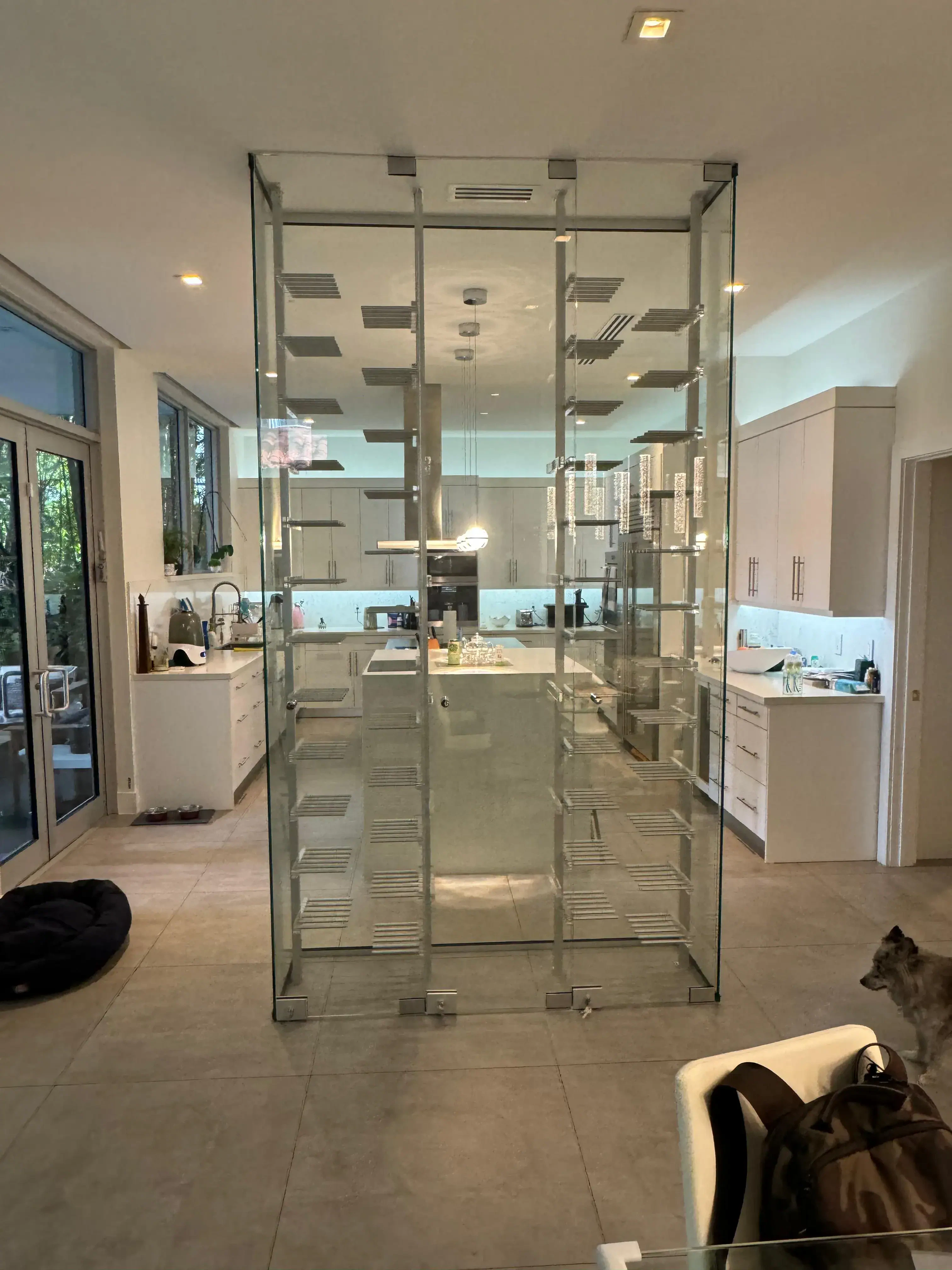Stunning glass and mirror display for interior design or decorative use. custom glass installation for homes and businesses.