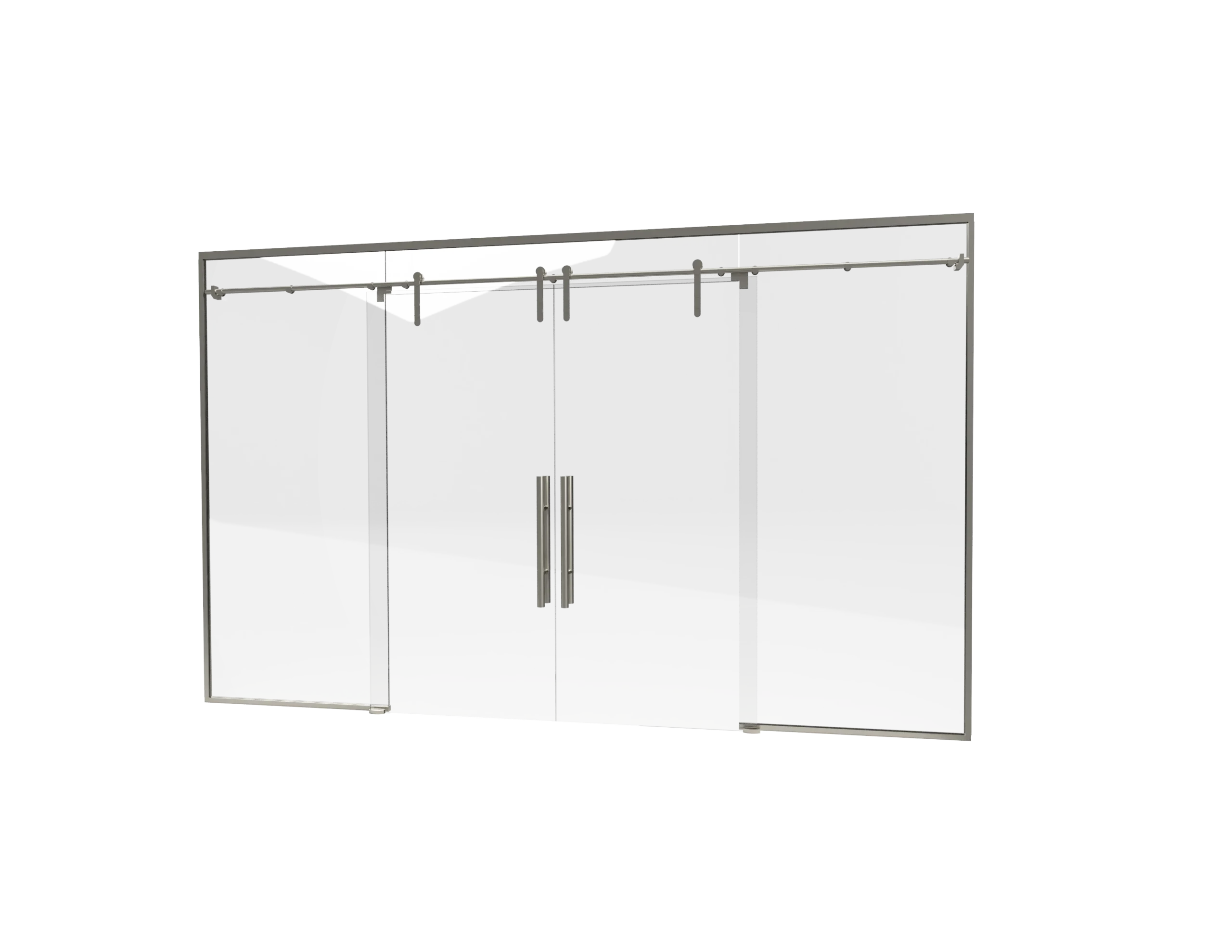 High-quality stainless steel glass mirror cabinet with double doors and hanging bar.