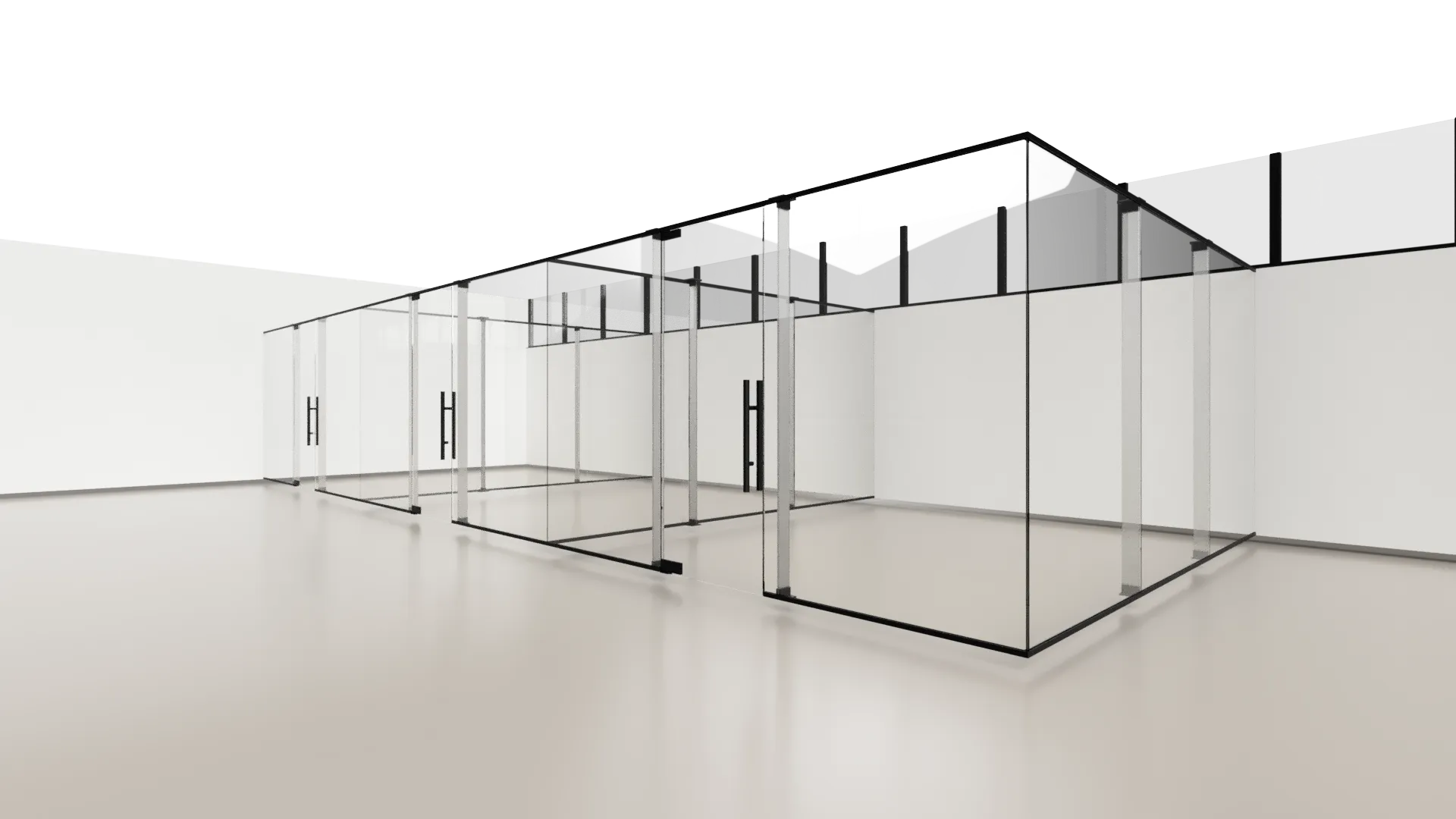 Modern glass and mirror display with sleek framing, perfect for retail or decorative spaces.