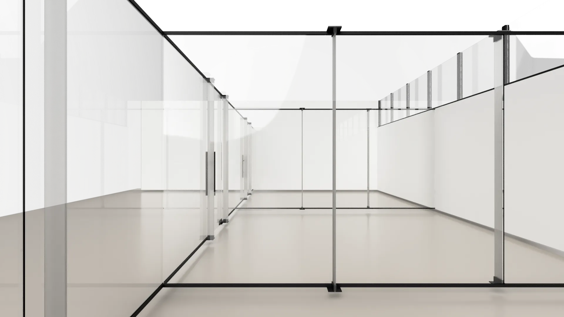 High-quality glass and mirror display for modern interior design.