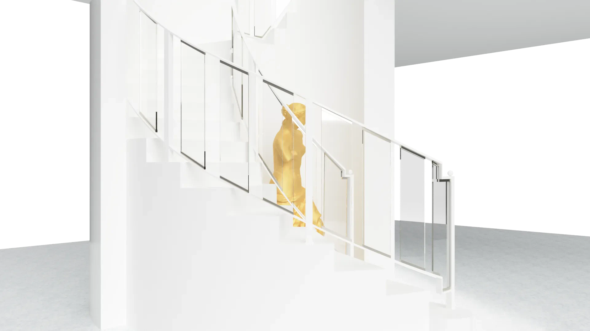 Stylish glass and mirror panels enhancing contemporary space aesthetics.