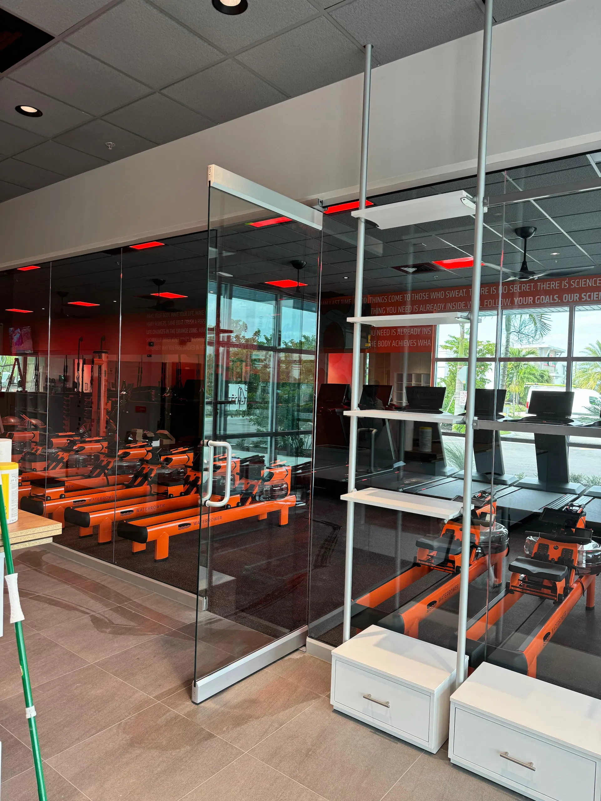 High-quality glass door for gym fitness center elite design.