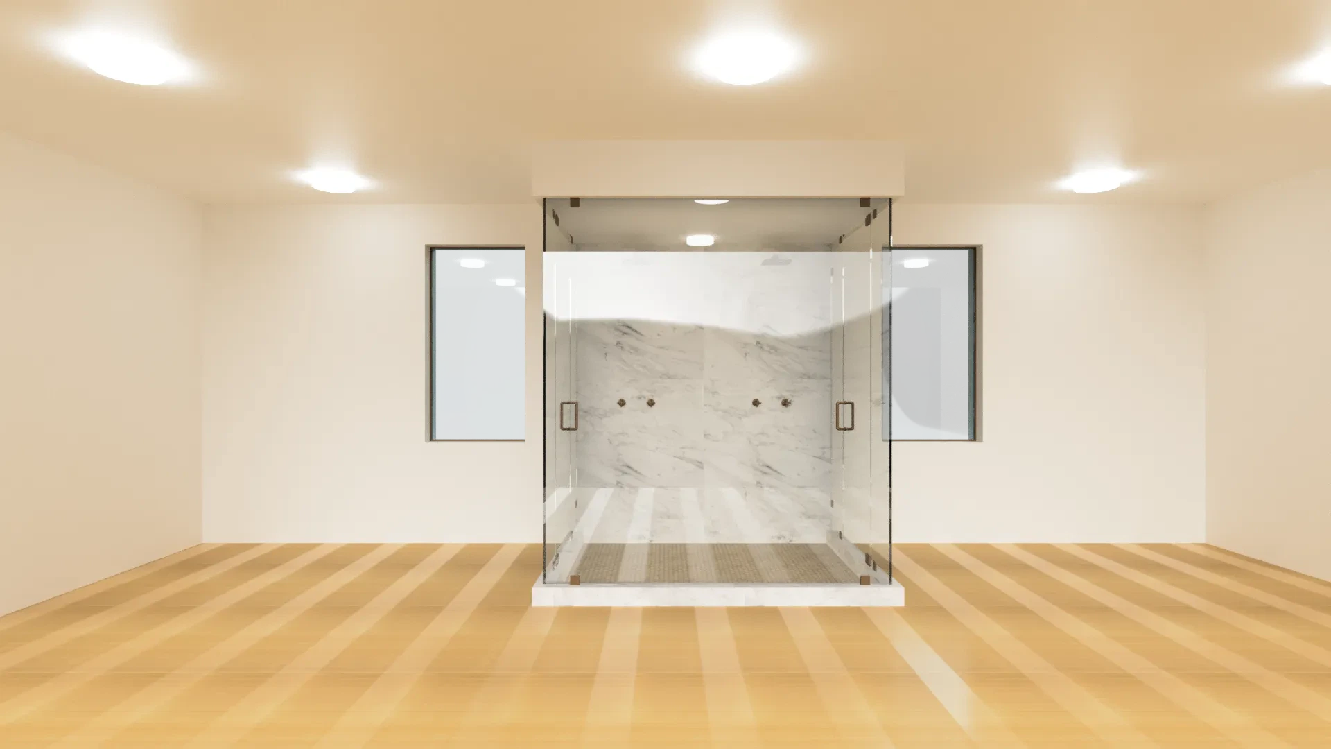 Beautiful glass shower with marble partition, ideal for luxurious bathroom upgrades.