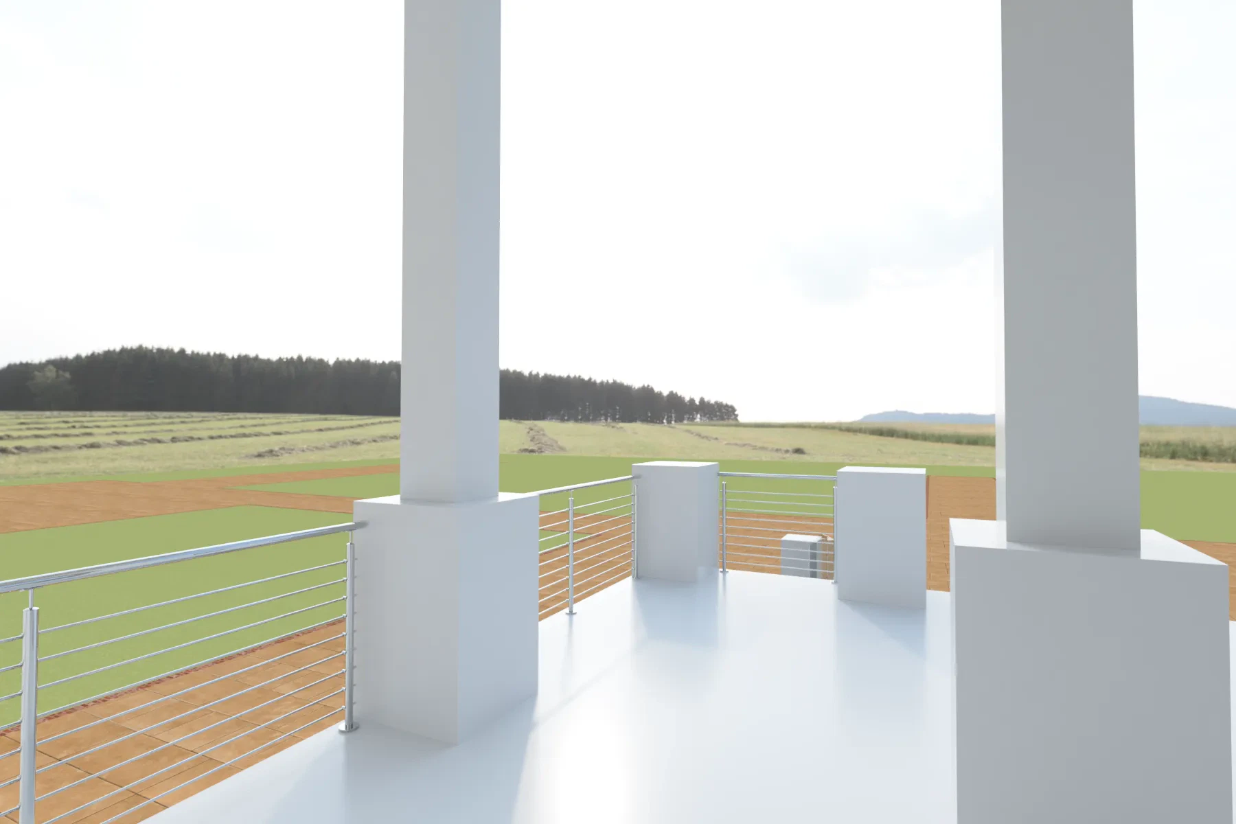 Translucent glass balcony with sturdy metal railing for safety and aesthetic appeal.