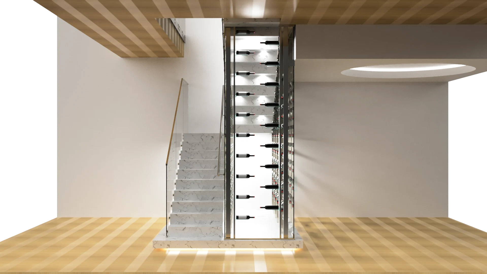 High-quality glass wine rack for stylish home or commercial use, showcasing bottles with modern design.
