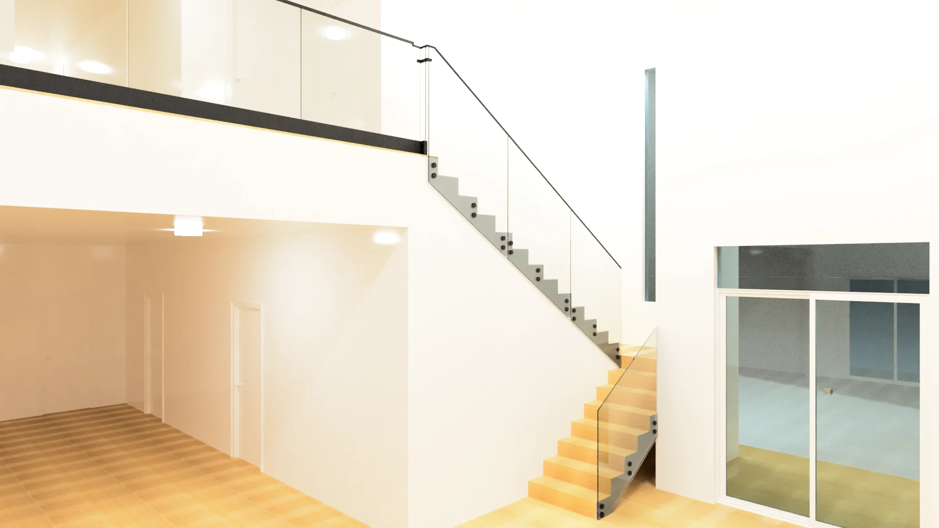 Glass Railing at Holly Lane Residce Base Shoe
