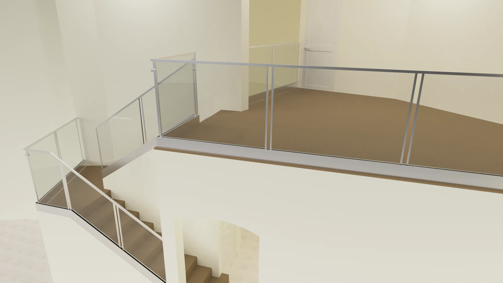 High-quality glass and metal railing for stairs and balcony safety.