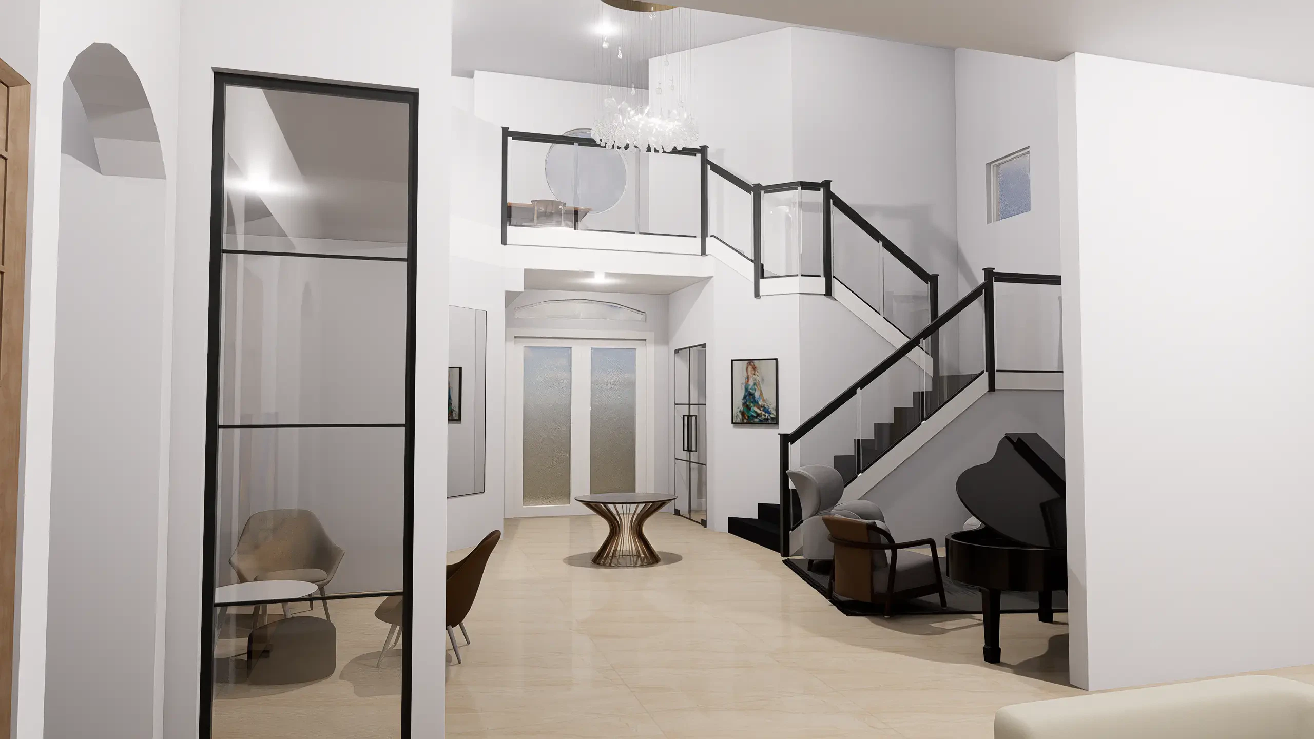 Beautiful glass and mirror features enhancing contemporary home decor and style.