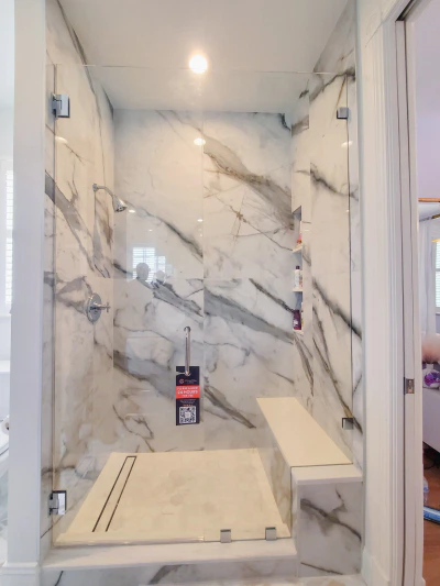 Shower Enclosures and Custom Mirror | Villa Bella Residence