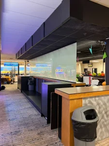 High-quality glass and mirror accents enhancing modern commercial spaces.