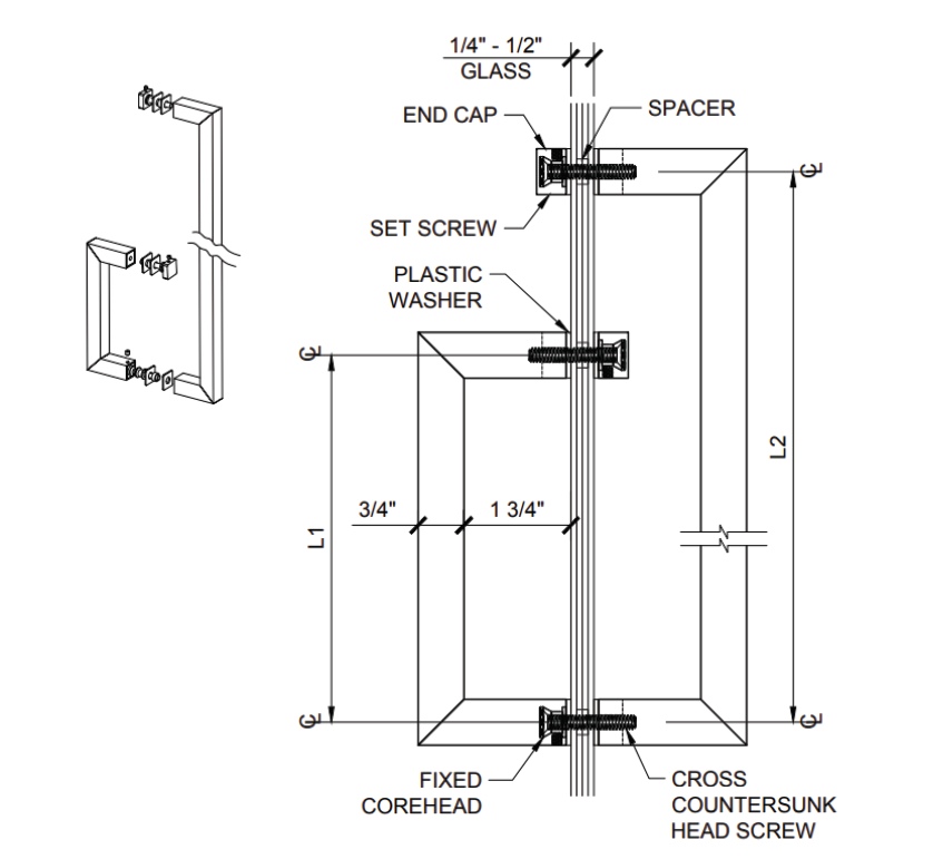 High-quality glass and mirror installation components.