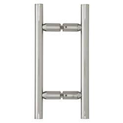 Polished stainless steel glass door handle, durable and elegant for residential or commercial use.