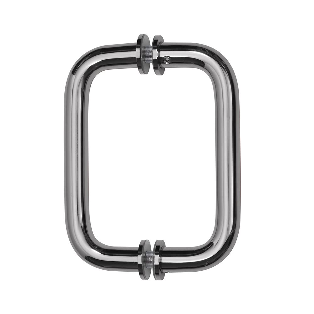 High-quality glass door handle with sleek chrome construction for modern interiors.