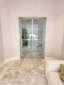 High-quality crystal glass and mirror sliding door for elegant home decor.