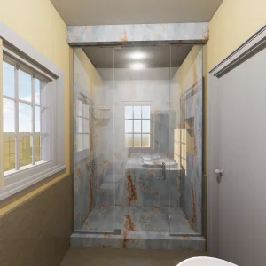 Stunning glass shower with marble walls and modern fixtures, adding elegance to bathroom design.